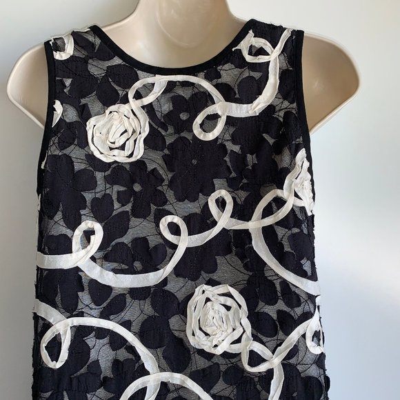 Debra Rodman Sleeveless Black Ivory Overlay Dress - Picture 5 of 8